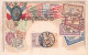 Souvenir De La France - Timbres - Illustration Gauffrée - Carte Envoyée En Chine Avec Timbres Japonais - Japan Stamps - Timbres (représentations)