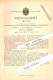 Original Patent - J. Prenzel In Hirschberg / Jelenia Góra , 1889 , Spannwirbel An Geigen , Geige , Violine , Musikalien - Strumenti Musicali