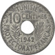 Monnaie, Tunisie, Ahmad Pasha Bey, 10 Centimes, 1942, Paris, SUP, Zinc, KM:267 - Túnez