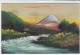 Japan Landscape Mountain Scene Painted On C1900s Vintage Balsa Wood Postcard - Other & Unclassified