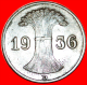 * WHEAT SHEAF★GERMANY ★ 1 REICHSPFENNIG 1936D 3 REICH (1933-1945)!!! LOW START&#9733; NO RESERVE! - 1 Reichspfennig