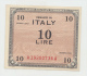 Italy 10 Lire 1943 AUNC Pick M13a M13 A - Ocupación Aliados Segunda Guerra Mundial