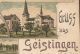 ALTE LITHO POSTKARTE GRUSS AUS GEISTINGEN HENNEF RESTAURANT WILHELM SCHMITZ KRANKENHAUS PASTORAT DREI KAISER EICHE AK - Hennef