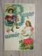 Cp/pk 1906 Bonne Année Enfants Children Fleurs Embossed - Nouvel An