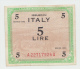 ITALY 5 LIRE 1943 VF ALLIED MILITARY PAYMENT WWII PICK M12b - Allied Occupation WWII