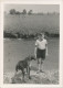 REAL PHOTO -  Boy With Dog On The River,  Garçon Avec Chien, Old Photo - Autres & Non Classés