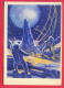 166063 / SPACE -  Art  Aleksandr Sokolov - " Listen To The Earth! " Man On The Moon - 1962 Publ. Russia Russie Russland - Raumfahrt