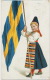 Art Card Signed Jenny Nystreim Girl With Swedish Flag Used Stamped Edit Axel Eliassons - Suède