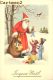 JOYEUX NOEL : PERE NOEL AVEC SES CADEAUX - SANTA CLAUS - PAPA - ENFANTS DANS LA NEIGE - BELLE CARTE - Santa Claus