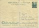 ITALIA REPUBBLICA CARTOLINA POSTALE INTERO ITALY REPUBLIC POSTCARD 1951 CHLORODONT LIRE 20 NUOVA UNUSED - Postwaardestukken