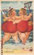 LOT DE 6 CPA : GROSSE FEMME EN MAILLOT DE BAIN A LA PLAGE HUMOUR COUPLE CARICATURE OBESE FANTAISIE - Humour