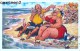 LOT DE 6 CPA : GROSSE FEMME EN MAILLOT DE BAIN A LA PLAGE HUMOUR COUPLE CARICATURE OBESE FANTAISIE - Humour