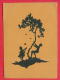 166654 / SILHOUETTE - CZECH Illustrator - Boy Jerk Apple Tree, Girl Picking Apples -L 08 R/0283 Czechoslovakia - Silhouettes