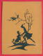 166656 / SILHOUETTE - CZECH Illustrator - MAN SKATIN ,WOMAN SLEDGE SWAN , TREE , BIRD L01 R/0283 Czechoslovakia - Silhouette - Scissor-type