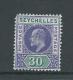 Seychelles 1903 King Edward VII 30c Purple & Green Fresh MLH , Rounded Corner - Seychelles (...-1976)