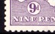 Australia 1913 Kangaroo 9d Violet 1st Wmk MH Listed Variety - Neufs