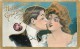225437-Halloween, The Rose Company No RSE01-1, Man Kissing Woman On Cheek While Apple On String Swings Nearby - Halloween