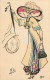 Femme En Jaune Avec Chapeau à Plumes  1911 - Mille