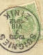 83 Op Kaart Met Stempel SOIGNIES, Met Firmaperforatie (perfin) "C.J.H." Van Carrières Du Hainaut / Soignies - 1909-34