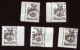 1994 Ukraine Local Post; Lokhvytsia Coat Of Arms Overprints On 1k HORN USSR Definitive Stamps Set Of 5 MARGIN Stamps - Ukraine