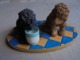 Vintage - Statuette De Chien - 2 Chiots Caniches - Animales