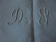 Ancien - Grand Drap Blanc (2 Pans Réunis) Monogramme DS - Sabanas/Cubrecamas