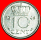 * 2 Sold~ORIGINAL OBVERSE★ NETHERLADS ★ 10 CENTS 1948! WILHELMINA (1890-1948) LOW START &#9733; NO RESERVE! - 10 Cent