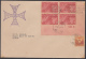 1944-FDC-4 CUBA. REPUBLICA. 1944. DESCUBRIMIENTO DE AMERICA. CRISTOBAL COLON. COLUMBUS. BLOCK 4. PLATE NUMBER. COMPLETE - Neufs