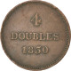 Monnaie, Guernsey, 4 Doubles, 1830, TB, Cuivre, KM:2 - Guernesey