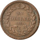 Monnaie, Monaco, Honore V, Decime, 1838, Monaco, TTB+, Cuivre, KM:97.1 - 1819-1922 Onorato V, Carlo III, Alberto I