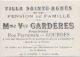 65 - LOURDES  - PENSION DE FAMILLE  -  VILLA SAINTE AGNES  -  Mme Vve  GARDERES - Andere & Zonder Classificatie