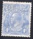 1922 KGV 4d Blue Single WMK Australia MH Part Gum - Other & Unclassified