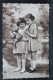 Old 1930´s Real Photo Postcard - Small Little Girls With Flowers Posing - Children Topic Postcard - Grupo De Niños Y Familias