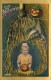 238819-Halloween, P Sander No 581-6, Girl With JOL Inside Broom Bristles Frame, Jack O Lantern Corn Man - Halloween