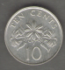 SINGAPORE 10 CENTS 1989 - Singapour