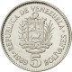 Monnaie, Venezuela, 5 Bolivares, 1989, SPL, Nickel Clad Steel, KM:53a.1 - Venezuela