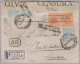 Uruguay 1918-08-26 R-Brief Mit AR Nach Interlaken Italienische Zensur Milano - Uruguay