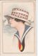 NANNI  - ART DECO POSTCARD 1920s - WOMAN WITH BIG HAT &amp; BOAT - N. 162-5 - Nanni