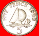 * SHIPS: GUERNSEY  5 PENCE 1990! REDUCED SIZE!!! ELIZABETH II (1953-2022)  LOW START NO RESERVE! - Guernsey