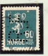 Norwegen 60 Ore Blau Mit Perfin Selten "R.F." - Autres & Non Classés