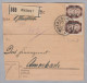 DR 1920-11-13 Würzburg Mit Dienstmarken Auf Paketkarte - Briefe U. Dokumente