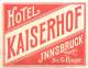 INNSBRUCK       HOTEL KAISERHOF       ETIQUETTE D HOTEL - Hotel Labels