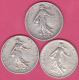 3 Pièces  1 FRANC SEMEUSE  1904 1915  1916 . ARGENT - Autres & Non Classés