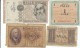 Lot Of 4 Italy Banknotes, #26 1 Lira 1939, #28 5 Lire 1940, #M10b 1 Lira 1943, #109a 1000 Lire 1982 - [ 9] Verzamelingen