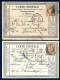 2 CARTES PRECURSEUR FRANCE- MONTPELLIER A CETTE- CERES N° 55 AVEC OBLIT LOSANGE ET CAD- 1876-  3 SCANS - 1849-1876: Période Classique