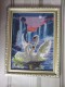 Framed Gobelin Tapestry Handmade Swans In Lake New - Alfombras & Tapiceria