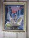 Framed Gobelin Tapestry Handmade Swans In Lake New - Alfombras & Tapiceria