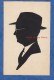 Carte Ancienne - Silhouette D'un Homme à Lunettes Et Chapeau - Silhouettiste - Homme Man Ombre Shadow - Silhouette - Scissor-type