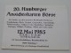 20. Hamburger Ansichtskarten Börse - Anno 12 Mai 1985 (N° 3189 ) - ( Zie/voir Foto Voor Details ) !! - Bolsas Y Salón Para Coleccionistas