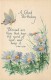 240515-A Glad Birthday, Butterfly And Purple Daisies, Series No 851 - Papillons